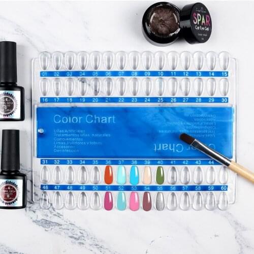 60/120 Nail Display Tips Nail Art Board Gel Polish Display Chart Salon Tools with False Tips Showing Shelf