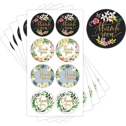 8pcs Flower Design Thank You Stationery Stickers Sealed Label Wedding Decoration Party Gifts Wrapping Scrapbook Sticker