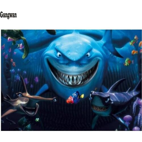 Diamond Embroidery beaded mosaic,Shark Goldfish diamond painting,Stitch Cross,3D,Diamond pattern,almaznaya,wall stickers decor