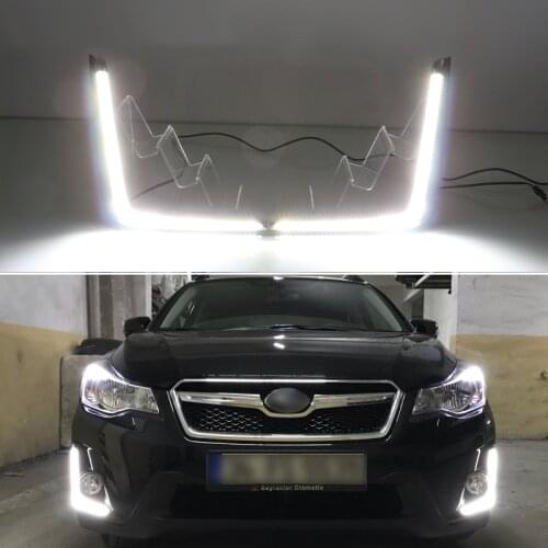 DNO Car LED Daytime Running Lights For Subaru XV 2016 2017 12V Auto Dimming DRL Signal Daylights Foglamp