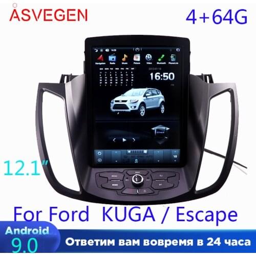 12.1" Tesla Style Android 9.0 Car GPS Multimedia Player ForFord Kuga Escape C-MAX With 4+64G Radio Navigaton Auto Stereo Player