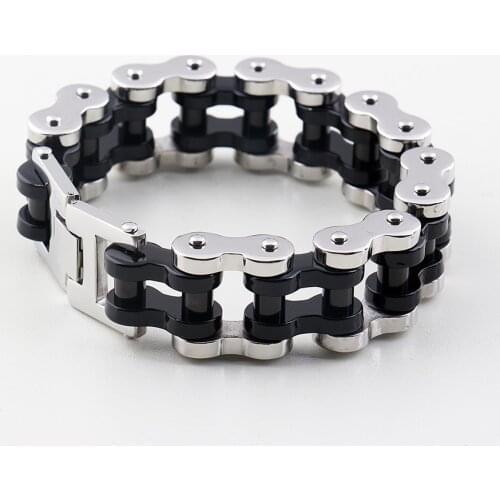 Bracelet eminem custom jewelry 22mm Huge Heavy Mens Silver & Black Motorcycle Chain Bracelet Biker Jewelry 316L Stainless Steel