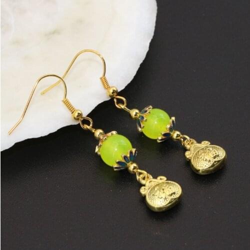 Long Drop Earrings for Women Weddings Party Lemon Stone Dangle Charms Gifts Gold-color Earrings Original Design Jewelry B2619