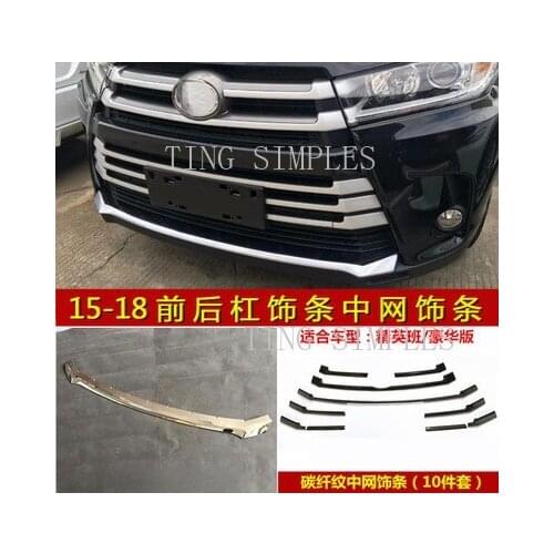 For Toyota Highlander 2018 19 2020 abs chrome Car Cover Protection Bumper Engine Trim Front Bottom Grid Grill Grille Hoods Edge