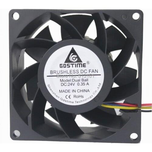 Gdstime 80x80x38mm DC 24V Ball Bearing 8038 PWM 4 Pin Inverter Server Waterproof Cooling Fan