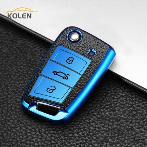 Leather TPU Car Flip Key Cover Case Shell For Volkswagen VW Golf 7 MK7 Tiguan Passat Skoda Octavia A7 For Seat Leon Ibiza Ateca