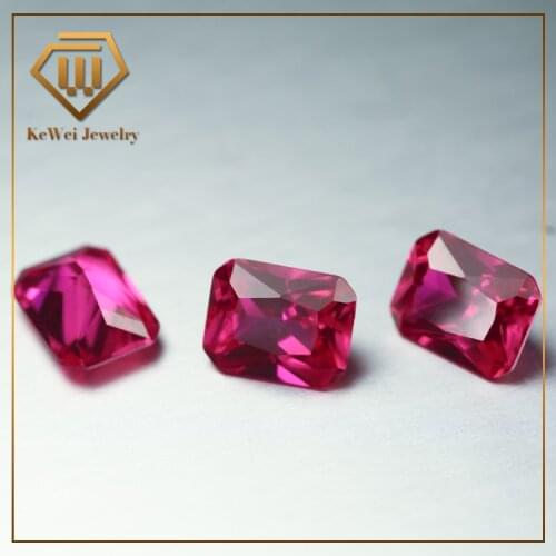 30pcs Mediun Red Stone 2*4mm-10*12mm Rectangle Cut Shape AAAAA Synthetic Corundum Stone Ruby For Jewelry