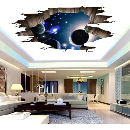 Creative 3D Brick Wall Universe Space Galaxy Floor Wall Sticker Kids Rooms Ceiling Roof Home Decoration Art Mural DIY Wallpaper