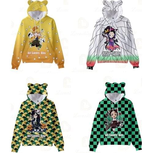 Fashion 3D Print Comic Hoodie Boys Girls Hooded Autumn Anime Kawaii Cat Ears Kids Hoodie Pullovers