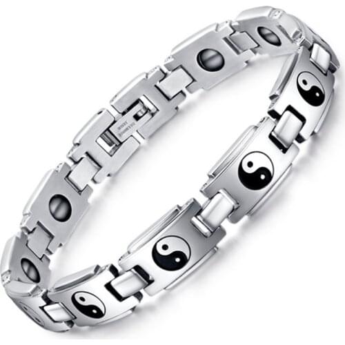 Mens Tourmaline Energy Tai Chi Bracelet Health Care Jewelry Women Hologram Germanium Magnetic Therapy yin yang Bracelets