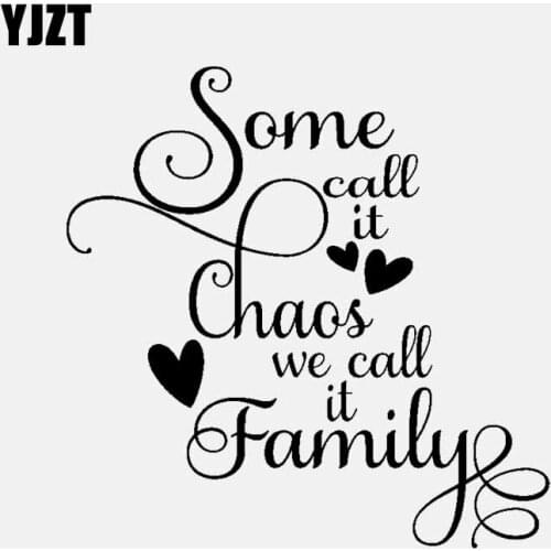 YJZT 14.9CM*14.9CM Some call it Chaos we call it Family Vinyl Decal Car Sticker Love Hearts Black/Silver C3-2160