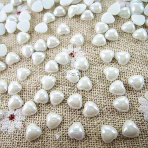 New 6mm 200pcs White Heart DIY Nail Sticker Flatback Beads Flat back Glass Garment Jewelry Phone Case Nail Art Decor Crafts