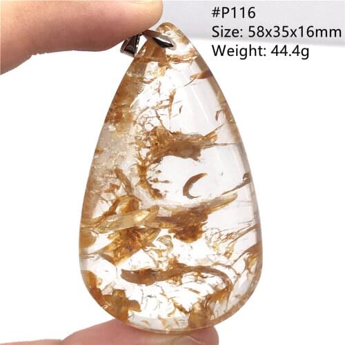 Natural Red Limonite Phantom Quartz Pendant For Women Men Tree Leaf Clear Crystal Silver Beads Rare Water Drop Gemstone AAAAA