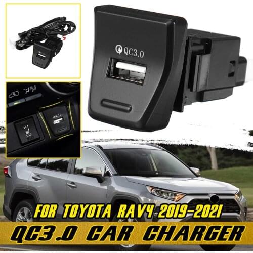 New Car QC3.0 USB Charger Adapter Center Console Quick Fast Charger For Toyota RAV4 For Hybrid PHEV AWD XA50 2019 2020 2021