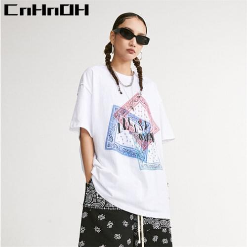 CnHnOH Spring and summer new creative popular t-shirt mens square totem print street personality trend short sleeve 11015