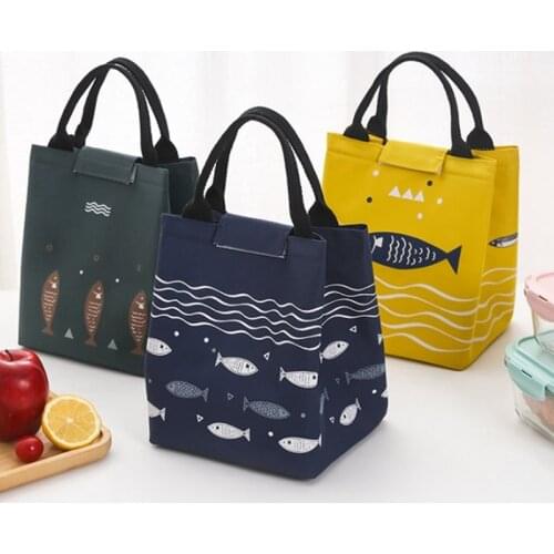 New Waterproof Canvas Lunch Bag Functional Pattern Cooler Lunch Box Portable Insulated Thermal Food Picnic Bags For students