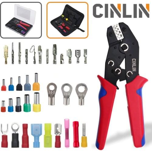 Crimp Pliers Multiple Crimping Dies Set Wire Dupont Terminals Tools For Heat Shrink Connectors Non-Insulated Ferrule Terminals