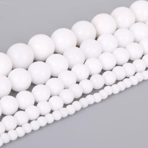Wholesale Natural White Stone Beads Loose Round Spacer Bead For Jewelry Making 4/6/8/10/12mm 15'' DIY Bracelet&Necklace