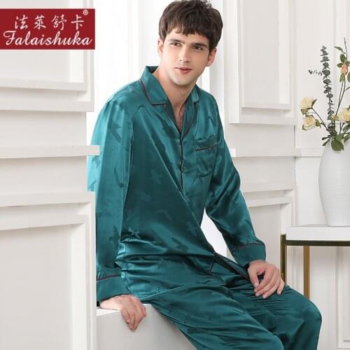 19 momme Fashion 100% mulberry silk pajamas sets men Sleepwear pure genuine silk noble male elegant pyjamas sets men T9054