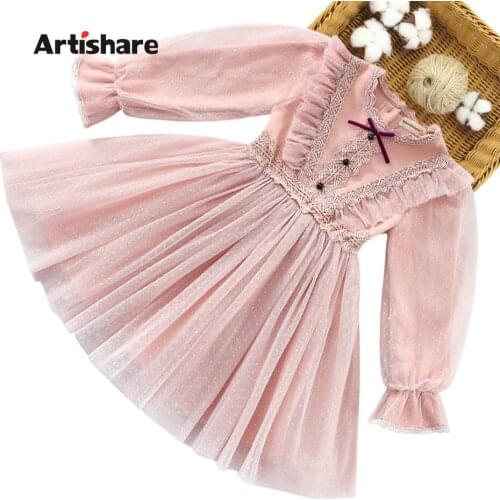 Girl Princess Dress Floral Pattern Girl Dress Casual Style Party Dress Child Spring Autumn Costume Girl 6 8 10 12 14
