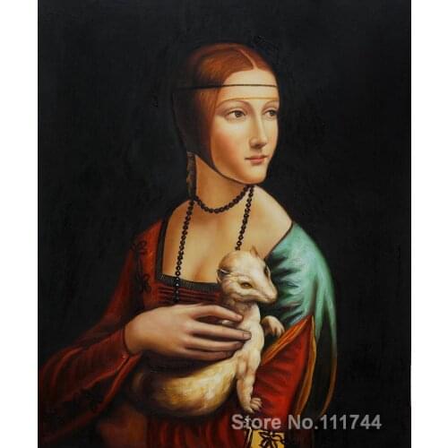 Portrait art Lady with an ermine Leonardo Da Vinci paintings for sale High quality Hand painted