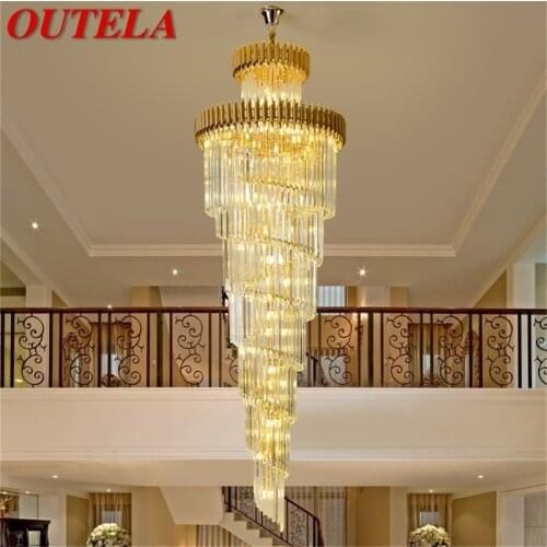OUTELA Luxury Crystal Chandelier Lamp Fixtures Pendant Light Postmodern Home LED Decorative for Stairs Hall
