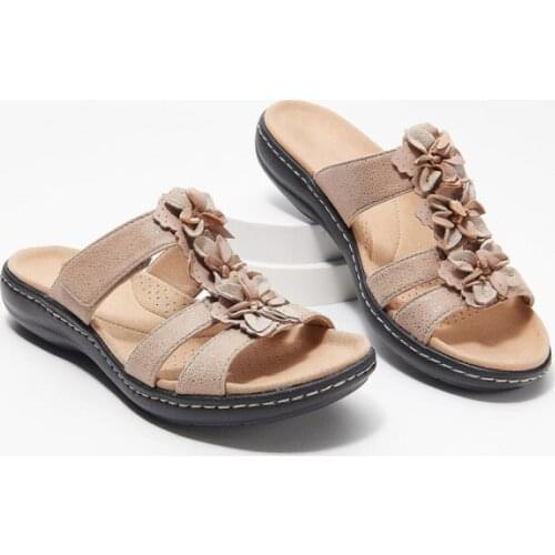 Women Slippers Wedge Solid Color Floral Deco Ladies Sandals 2021Summer New Comfy Soft Fashion Outdoor Casual Female Shoes