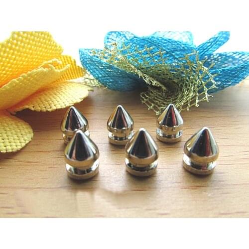 50pcs 7*10mm Silver Punk Alloy Studs and Spikes For Clothes Cones Garment Rivets For Leather Craft Remaches Cuero
