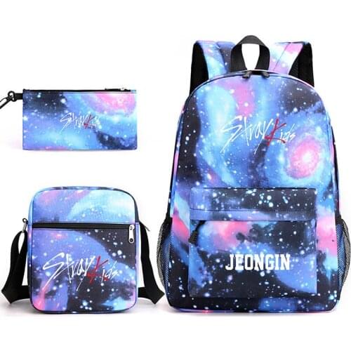 StrayKids Starry Sky Backpack 3 Piece Korean Kpop Stray Kids Large Capacity Shcoolbag Shoulderbag Penbag Unisex Campus Travelbag