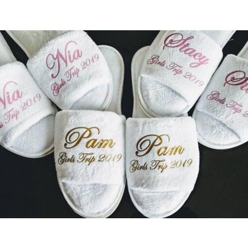Custom Monogrammed bride Wedding Slippers bridal party Gifts ,Personalised maid of honor Open Toes slippers Durable Rubber