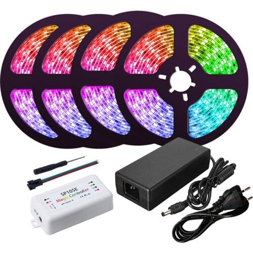 Dream Color LED Strip Lights with APP, WS2811 RGB Rope Lights Kit, sp105e Bluetooth Control Flexible Strip Lighting for Home set