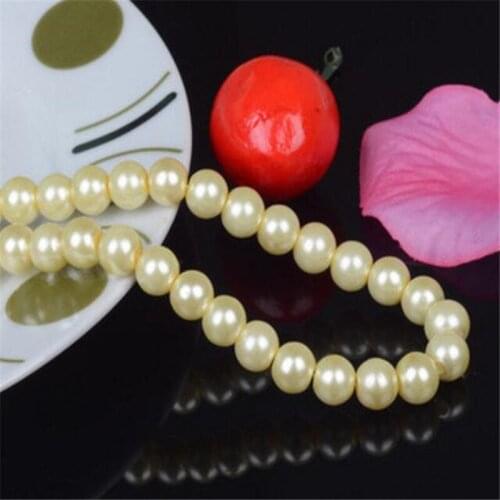 Loose 4mm-10mm Lt Yellow Color Fake Pearl DIY Hand Craft Round Glass Imitation Pearl Bead Clothing&Garment Nail Art Decoration