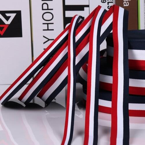 Navy Blue Red Striped Webbing Grosgrain Ribbon For Garment Bags Gift Wrap Home Decoration Bow Flag Ribbon DIY Handmade Materials