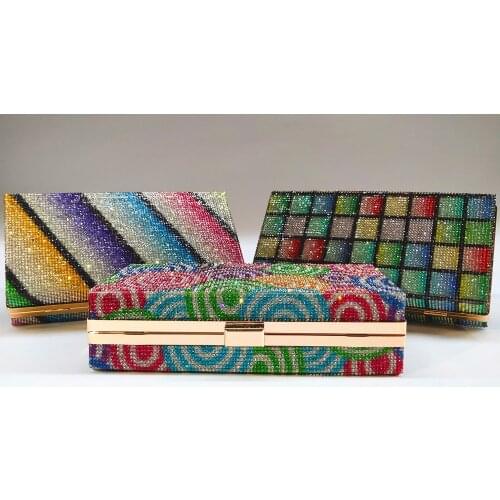 Colorful diamond-studded dinner bag 2021 new fashion chain female bag ladies box banquet bag rhinestone evening bag clutch bag
