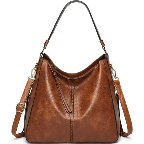 Vintage Luxury Women Handbags Designer PU Leather Plain Shoulder Shopping Bag Big Capacity Ladies Casual Crossbody Bags