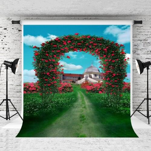 VinylBDS 2X2M Fundo Flower Gate Road House3D Baby Photography Backdrop Background