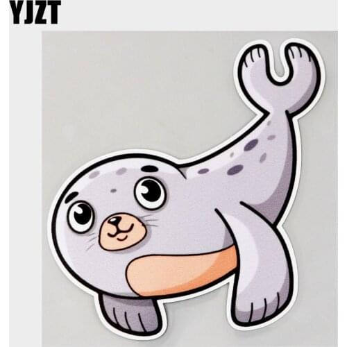YJZT 12.3CM×13.9CM Lovely Sea Lion Marine Animal PVC Car Sticker Decal 11C-0245