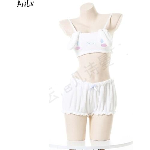 AniLV Cartoon Anime Kawaii Girl Pajamas Sleepwear Costume Cute Bunny Swimsuit Rabbit Swimsuit Uniform Pool Party Cosplay