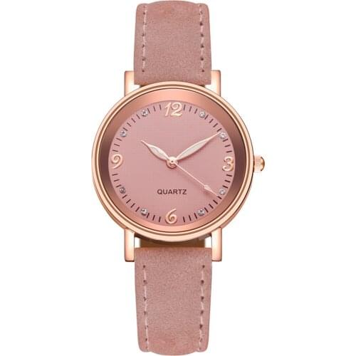 A17#-6 QUARTZ Watches Women Luxury Pink Quartz Watch Stainless Steel Dial Leather Belt Business Bracelet Clock montres femme 30
