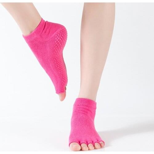 DUVEIL 5Pair/lot Women Yoga Socks Ladies professional non-slip open toe yoga five fingers Dance Socks rubber socks for Girls