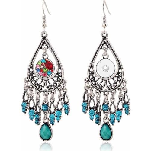 Bohemia 018 Rhinestones Butterfly 12mm Snap Button Earring For Women Charms Interchangeable Earrings Jewelry