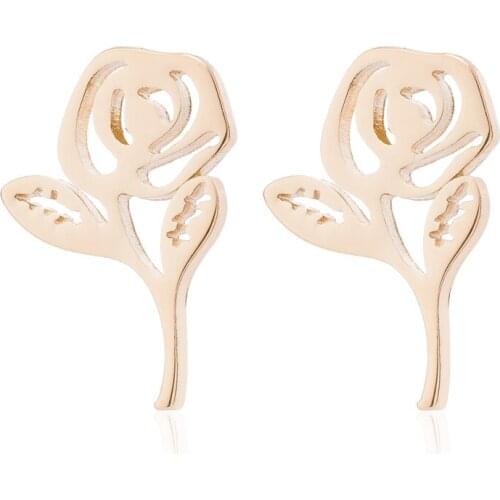 Women Stainless Steel Flower Earrings Kids Fahion Ear Jewelry Cute Stud Earrings Cute Bunny Piercing Earing Gift Bijoux