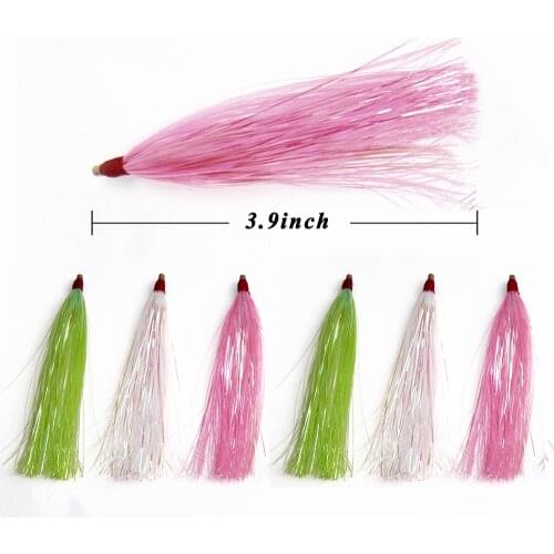 12pcs Tuna jig rig fishing lure Mylar Flash Teaser jigging fishing lure Bucktail bright silk for fishing bait