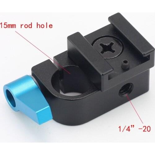 15mm Single Rod Clamp Articulating Cold Shoe Adapter for DSLR Rig Monitor Video