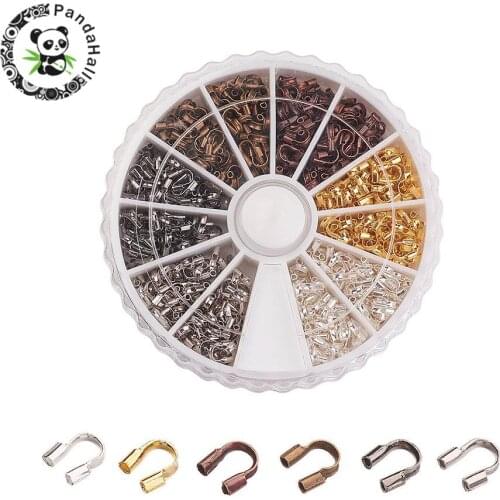 540pcs/box Brass Wire Guard Guardian Wire Protectors Loops Jewelry Findings 5x4x1mm, Hole: 0.5mm; 6 Colors Mixed Color