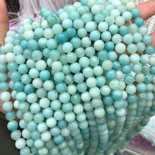 6/8/10mm Round Natural Amazonite Stone Beads For Jewelry Making DIY Loose Stone Beads Fit Bracelet Necklaces Strand 15