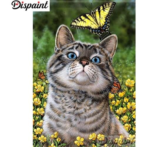 Dispaint Full Square/Round Drill 5D DIY Diamond Painting "Animal cat scenery" Embroidery Cross Stitch 5D Home Decor A11609