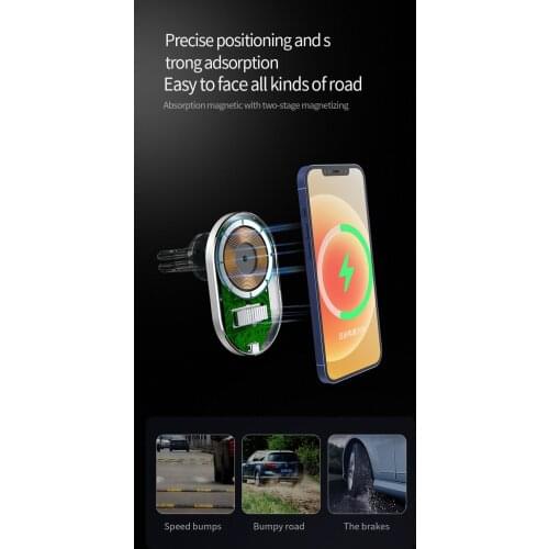 Wireless Car Charger,15W Car Charger,Fast Charging Air Vent Car Phone Holder Mount,Compatible with iPhone 12/12 Pro Max/12 Mini