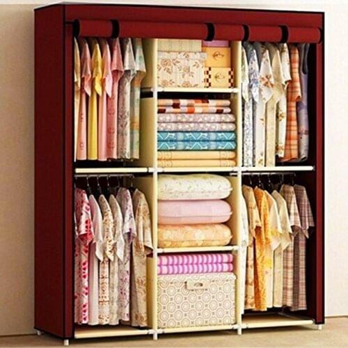 Large Wardrobe Storage Portable Double Home Furniture Wardrobe Clothes Cabinet Stable Closet