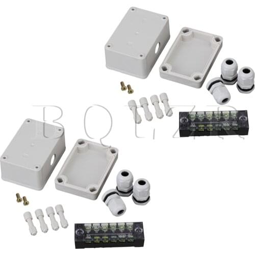 BQLZR 2Pieces Square Shape 6 Bit Plastic Junction Project Box White 95x65x55mm